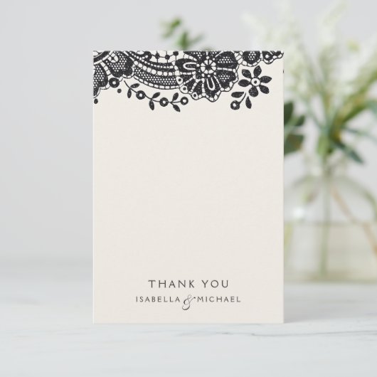 ブラックエレガントヴィンテージ結婚レース感謝していのお前 サンキューカード (スタンド正面)