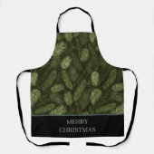 ブラックエレガント上のクリスマスの枝 エプロン (正面)