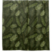 ブラックエレガント上のクリスマスの枝 シャワーカーテン (正面)