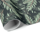 ブラックエレガント上のクリスマスの枝 ラッピングペーパー (ロールコーナー)