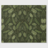 ブラックエレガント上のクリスマスの枝 ラッピングペーパー (フラット)