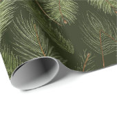 ブラックエレガント上のクリスマスの枝 ラッピングペーパー (ロールコーナー)