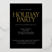 ブラックエレガント会社企業のホリデーパーティー金ゴールド 箔招待状 (正面)