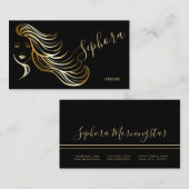 ブラックエレガント及び金ゴールド金属箔美容師 名刺 (正面/裏面)