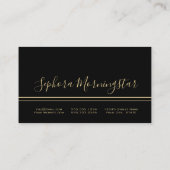 ブラックエレガント及び金ゴールド金属箔美容師 名刺 (裏面)