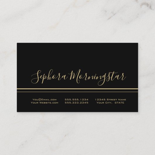 ブラックエレガント及び金ゴールド金属箔美容師 名刺 (裏面)