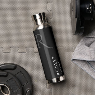 ブラックエレガント名前をカスタムする&モノグラムウォーターボトル ウォーターボトル