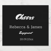 ブラックエレガント婚約パーティの恩恵 スパークリングワインラベル (シングルラベル)