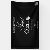 ブラックエレガント書道グランドオープンビジネスロゴ 横断幕 (縦)