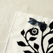 ブラックエレガント渦巻形のオーナメントヴィンテージフローラボホ ビーチタオル (インサイチュ)