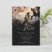 ブラックエレガント秋インラブフローラブライダルシャワー 招待状 (スタンド正面)