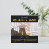 ブラックエレガント箔ボーダー大学卒業 招待状 (スタンド正面)