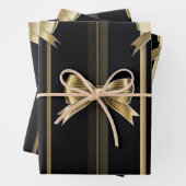 ブラックエレガント紙とゴールデンボウデザイン ラッピングペーパーシート (インサイチュ)