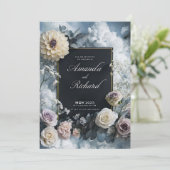 ブラックエレガント結婚式招待状とフローラボーデ 招待状 (スタンド正面)