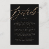 ブラックエレガント詳細シンプルの金ゴールド結婚カード 出欠カード (正面)