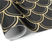 ブラックエレガント金ゴールドきらめくマーメイドはかりで測誕生日 ラッピングペーパー (ロールコーナー)