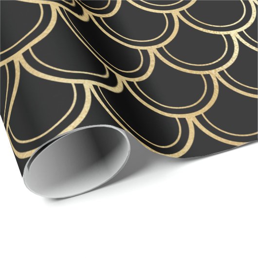 ブラックエレガント金ゴールドきらめくマーメイドはかりで測誕生日 ラッピングペーパー (ロールコーナー)