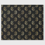 ブラックエレガント金ゴールドきらめくマーメイド誕生日 ラッピングペーパー (フラット)