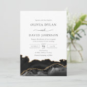 ブラックエレガント金ゴールドアゲイト結婚式招待状 招待状 (スタンド正面)