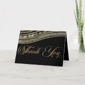 ブラックエレガント金ゴールドアゲート誕生日パーティー サンキューカード (正面)