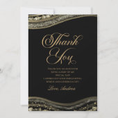 ブラックエレガント金ゴールドアゲート誕生日パーティー サンキューカード (正面)