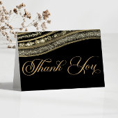 ブラックエレガント金ゴールドアゲート誕生日パーティー サンキューカード