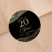 ブラックエレガント金ゴールドアゲート20th誕生日パーティー ラウンドシール