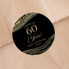 ブラックエレガント金ゴールドアゲート60th誕生日パーティー ラウンドシール