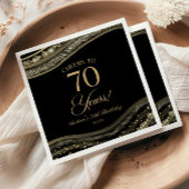 ブラックエレガント金ゴールドアゲート70th誕生日パーティー スタンダードカクテルナプキン