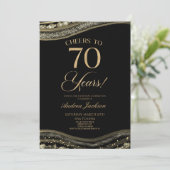 ブラックエレガント金ゴールドアゲート70th誕生日パーティー 招待状 (スタンド正面)