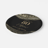 ブラックエレガント金ゴールドアゲート80th誕生日パーティー ペーパープレート (アングル)