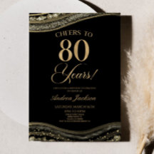 ブラックエレガント金ゴールドアゲート80th誕生日パーティー