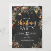 ブラックエレガント金ゴールドアダルトカンパニーのクリスマスパーティー 招待状 (正面)