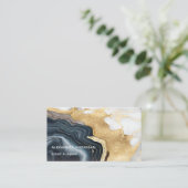 ブラックエレガント金ゴールドアモダンゲートマーブルグリッター 名刺 (スタンド正面)