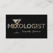 ブラックエレガント金ゴールドイベントバーテンダービジネスカード 名刺 (正面)