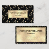 ブラックエレガント金ゴールドウィスクベーキング 名刺 (正面/裏面)