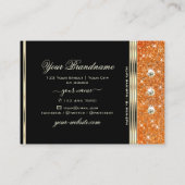 ブラックエレガント金ゴールドオレンジスパークルグリッターダイヤモンド 名刺 (裏面)