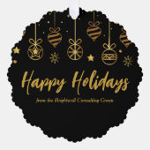 ブラックエレガント金ゴールドカスタムビジネスホリデーギフト オーナメントカード (正面)