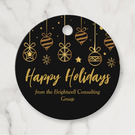 ブラックエレガント金ゴールドカスタムビジネスホリデーパーティー フェイバータグ (正面)