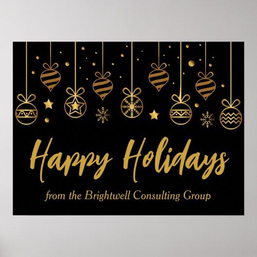 ブラックエレガント金ゴールドカスタムビジネスホリデーパーティー ポスター (正面)
