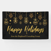 ブラックエレガント金ゴールドカスタムビジネスホリデーパーティー 横断幕 (横)