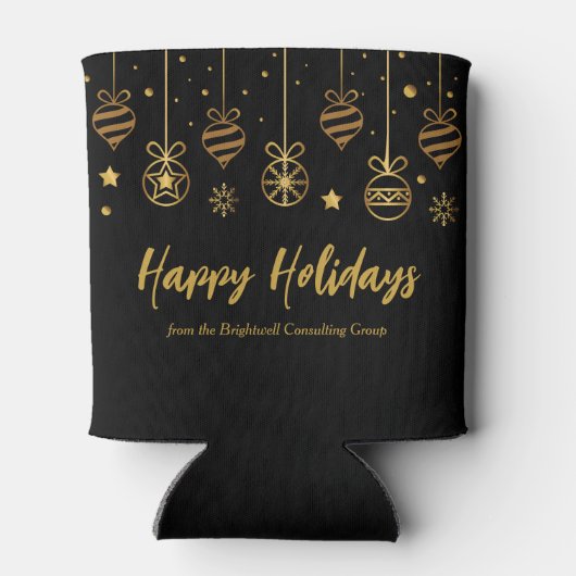 ブラックエレガント金ゴールドカスタムビジネスホリデーパーティー 缶クーラー (裏面)