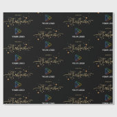 ブラックエレガント金ゴールドカスタムビジネスロゴクリスマス ラッピングペーパー (フラット)