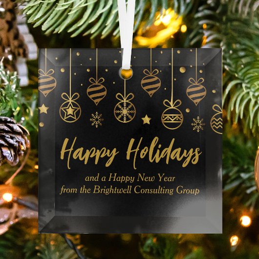 ブラックエレガント金ゴールドカスタム会社クリスマス ガラスオーナメント