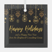 ブラックエレガント金ゴールドカスタム会社クリスマス ガラスオーナメント (正面)