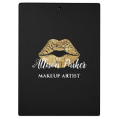 ブラックエレガント金ゴールドキスリップメイクアップアーティスト クリップボード (裏面)