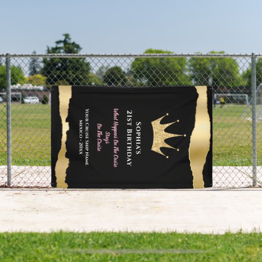 ブラックエレガント金ゴールドクルーズドア誕生日 横断幕 (インサイチュ)