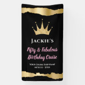 ブラックエレガント金ゴールドクルーズドア50誕生日 横断幕 (縦)