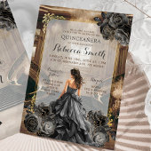 ブラックエレガント金ゴールドグランド社交ダンスプリンセス15アニョス 招待状