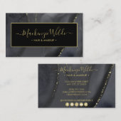 ブラックエレガント金ゴールドグリッターアゲートマーブルシック 名刺 (正面/裏面)